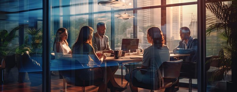 business formal meeting conference discussion with coworker shareholder or client concentrate private ideas data report analysis businesspeople working find solution together in office,ai generate