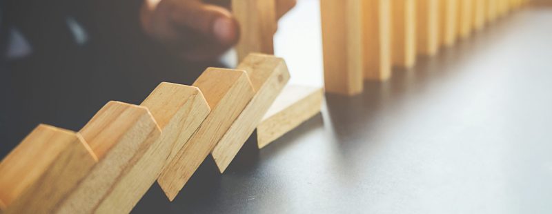 Concept of solution and domino effect.Slightly de-focused and close-up shot. Selective focus.